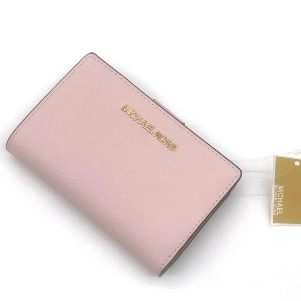 Michael Kors Medium Bifold Zip Chain Wallet Powder Blush (NWT)